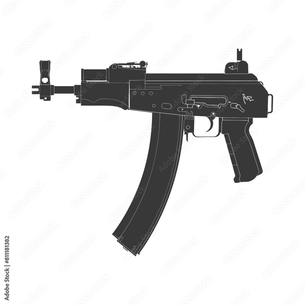 Silhouette Submachine gun military weapon black color only Silhouette Submachine gun military weapon black color only