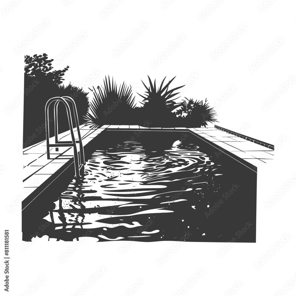 Fototapeta premium Silhouette swimming pool black color only