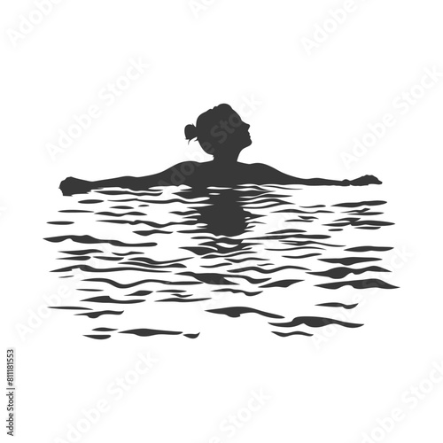 Silhouette swimming pool black color only