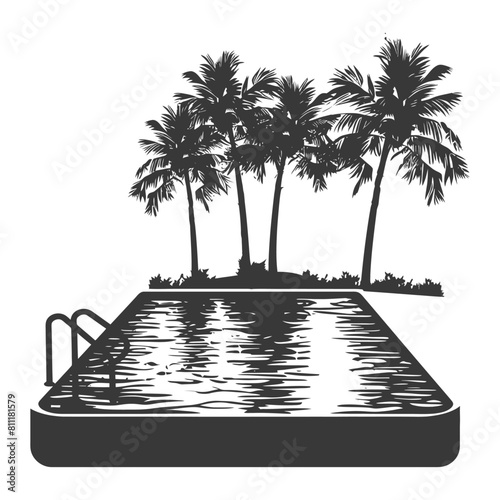 Silhouette swimming pool black color only