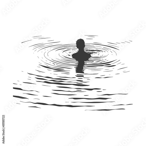 Silhouette swimming pool black color only