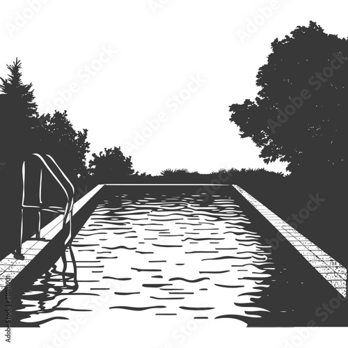 Silhouette swimming pool black color only