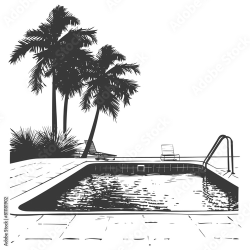 Silhouette swimming pool black color only