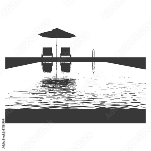 Silhouette swimming pool black color only