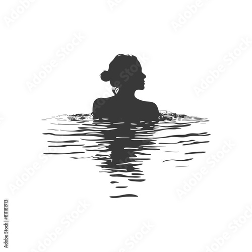 Silhouette swimming pool black color only