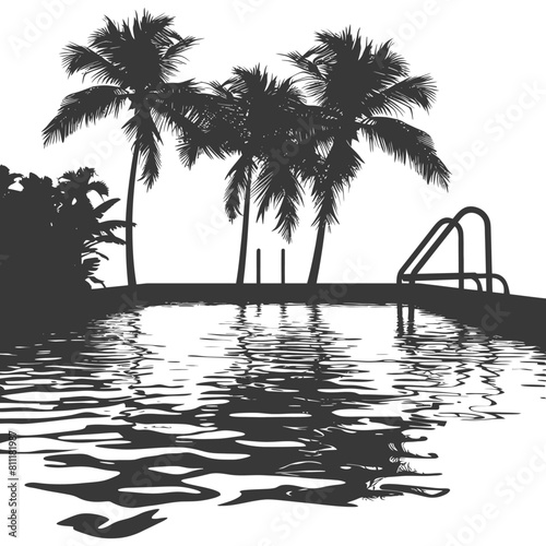 Silhouette swimming pool black color only