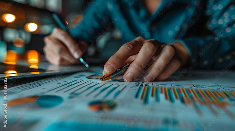 Photo Realistic Image of an Investment Researcher Analyzing Market Shifts to Provide Timely Investment Advice to Clients Stock Photo Concept Photo Realistic Image of an Investment Researcher Analyzing Market Shifts to Provide Timely Investment Advice to Clients Stock Photo Concept