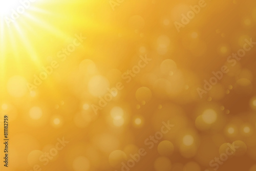 Golden Background With Sunburst and Bokeh Effect