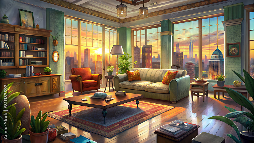 apartment living room interior in New York city