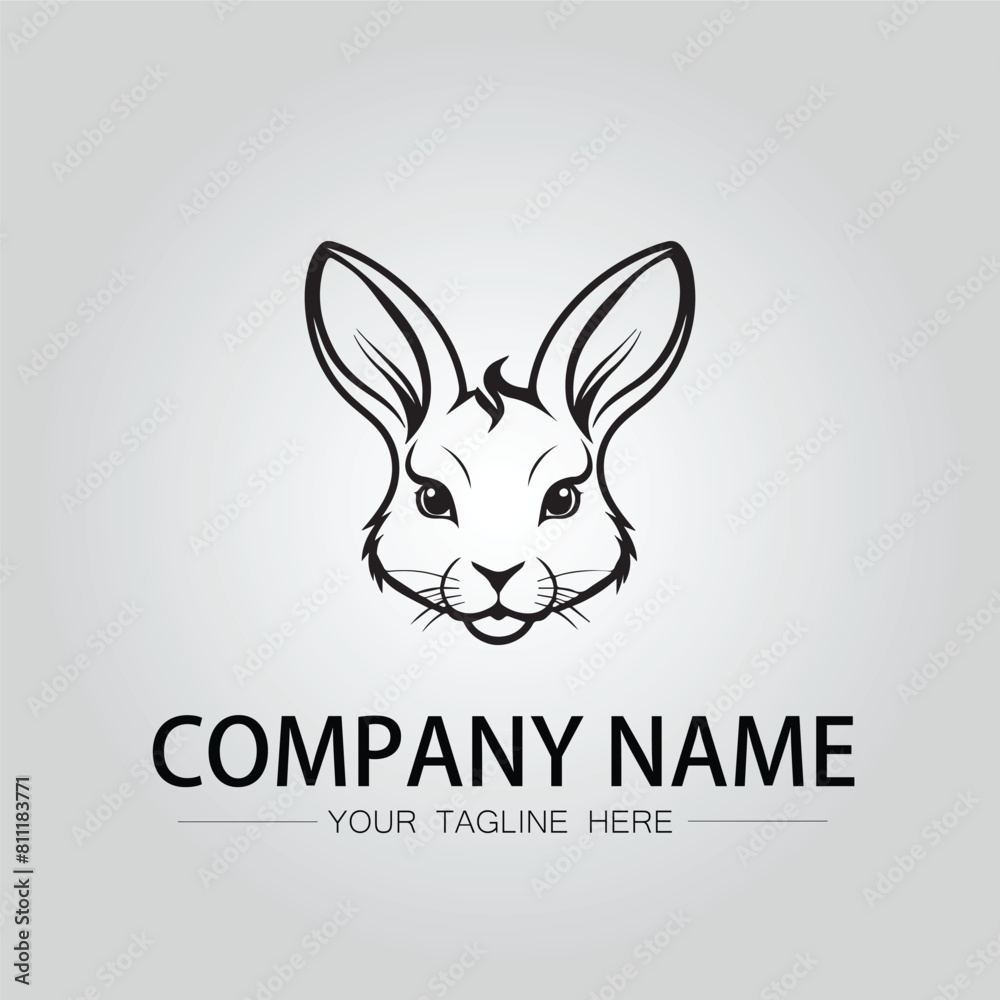 Rabbit silhouette company logo vector image on the white background Rabbit silhouette company logo vector image on the white background
