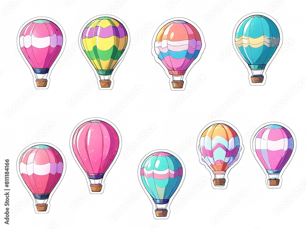 variety of hot air balloon stickers