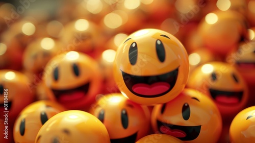yellow smiley faces on solid yellow background . ai generated