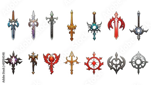 variety of fantasy rpg swords and daggers stickers