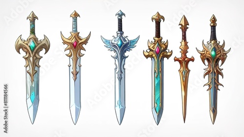 variety of fantasy rpg swords and daggers stickers photo