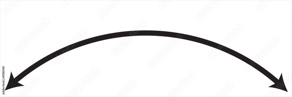 Double arrow sign. Long straight horizontal arrow with two sided pointers. Black width or east and west symbol isolated on white background. Vector illustration. EPS 10/AI