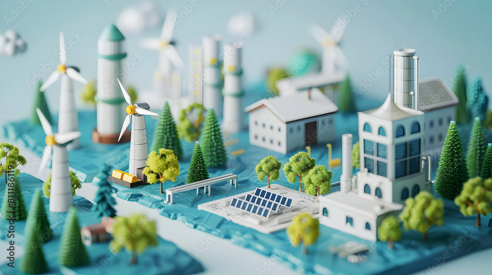 Renewable Energy Consultant Advocating for Policy Change   Concept 3D Business Flat Illustration: Advocating for Sustainable Energy Solutions Supporting Economic Growth in Isometri