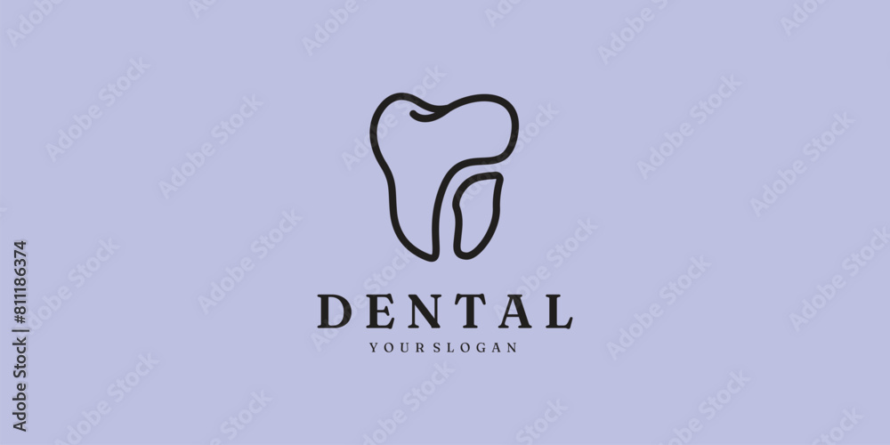 logo dental line art minimalist simple vector logo illustration design