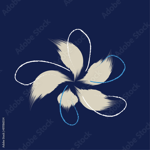 Seamless hand drawing pattern vector and illustration. A floral pattern textile tropical bicolor flower textile design