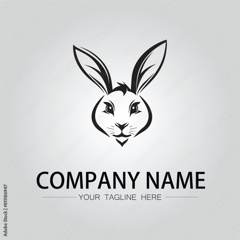 Rabbit silhouette company logo vector image on the white background Rabbit silhouette company logo vector image on the white background