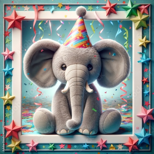 Happy Birthday Elephant with Festive Decoration