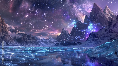 a surreal and exquisite CG rendering, night, the light blue and purple of the sky © Pekr