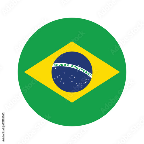 National flag of Brazil. Brazil Flag. Brazil Round flag.
