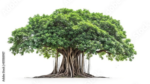 Banyan tree isolated on white background.