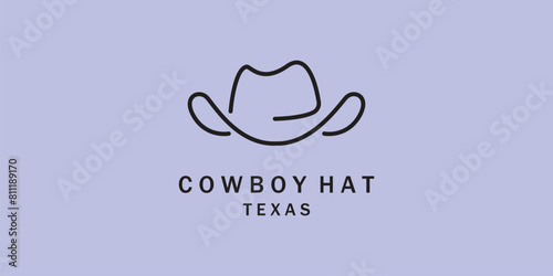 logo cowboy hat line art simple vector logo illustration design