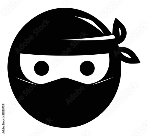 Silhouette of a ninja, emoji style. Munimalist illustration with allusion to martial fights and action. photo