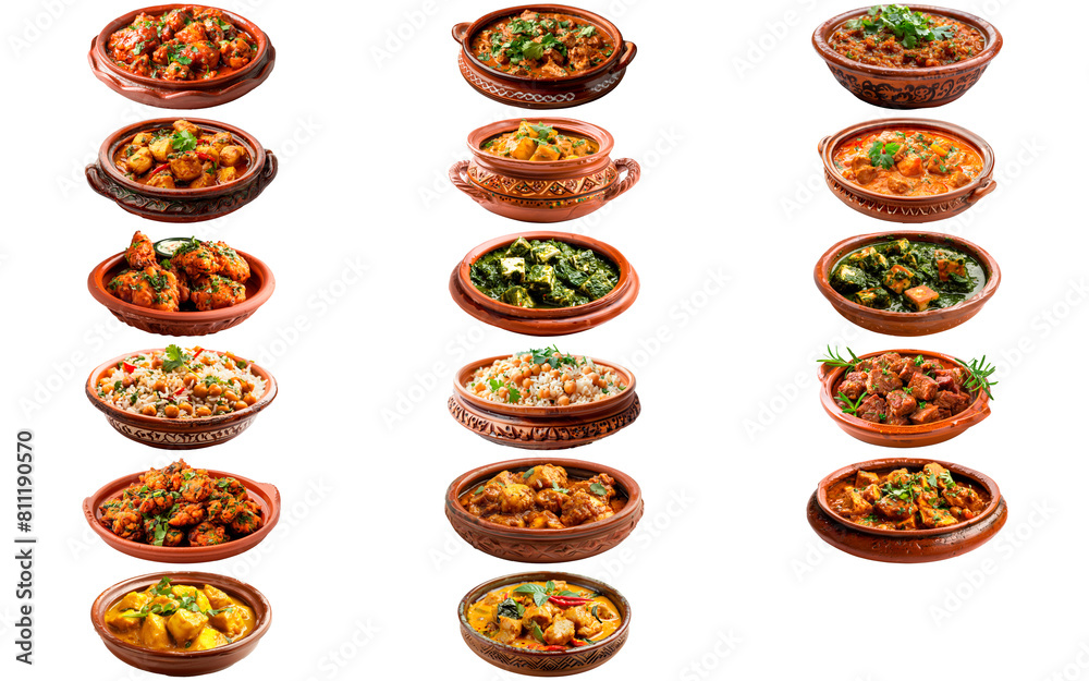ndian cuisine set isolated on white background momos, butter chicken curry and rice. samosas, pani puri on plate. Asian food set collection top view. Indian and Pakistani food collection ndian cuisine set isolated on white background momos, butter chicken curry and rice. samosas, pani puri on plate. Asian food set collection top view. Indian and Pakistani food collection