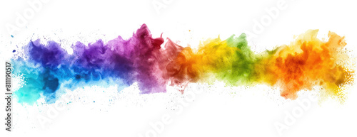 Explosion of colored powder, isolated on transparent background
