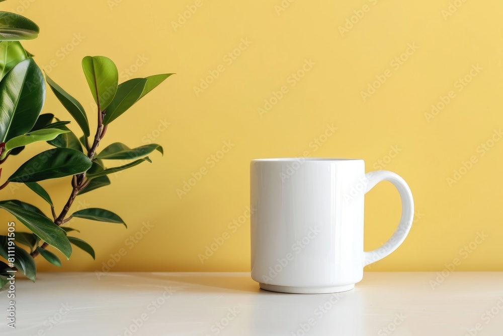 A white mug mock up blank template for your design advertising logo, White mug mock up in minimalist style A white mug mock up blank template for your design advertising logo, White mug mock up in minimalist style