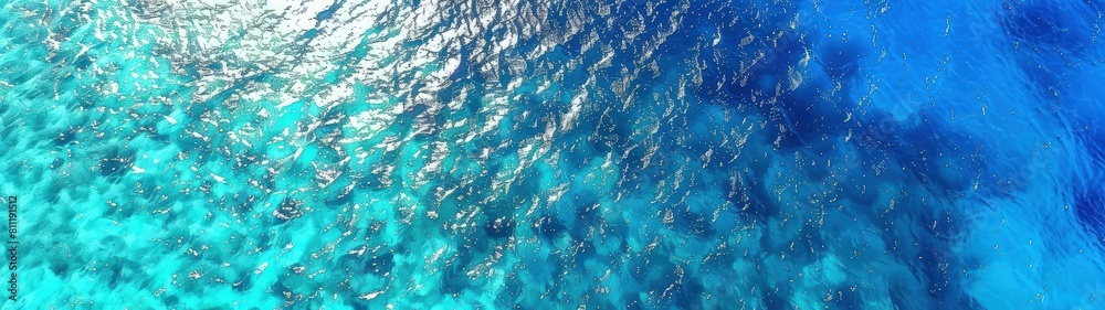 Fototapeta premium Aerial view of the blue sea surface