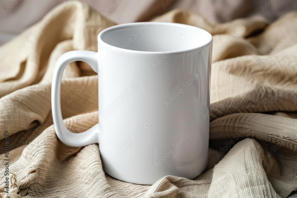A white mug mock up blank template for your design advertising logo, White mug mock up in minimalist style A white mug mock up blank template for your design advertising logo, White mug mock up in minimalist style
