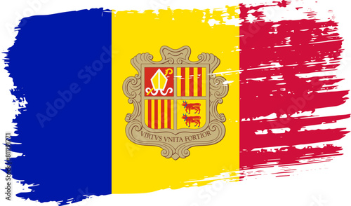 Andorra flag, wide brush stroke on transparent background vector