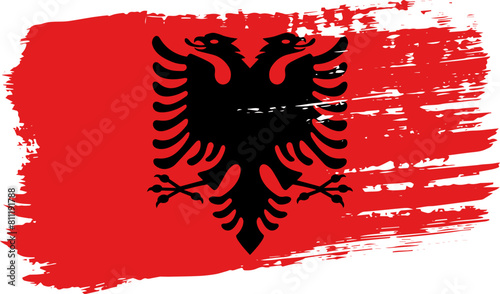 Albania flag, wide brush stroke on transparent background vector