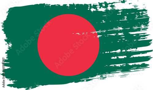 Bangladesh flag, wide brush stroke on transparent background vector