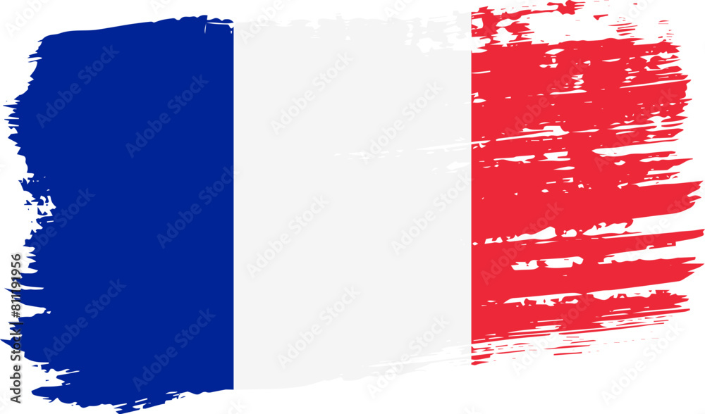 Φωτογραφία France flag, wide brush stroke on transparent background vector