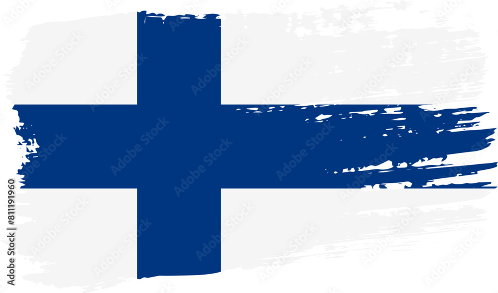 Naklejka premium Finland flag, wide brush stroke on transparent background vector