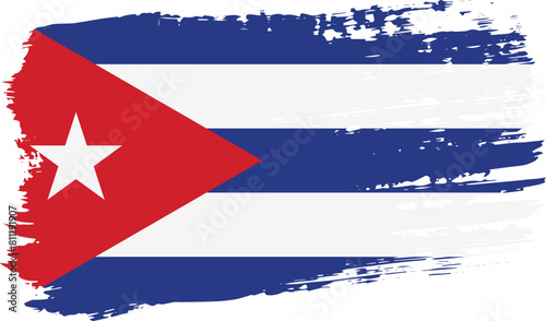 Cuba flag, wide brush stroke on transparent background vector