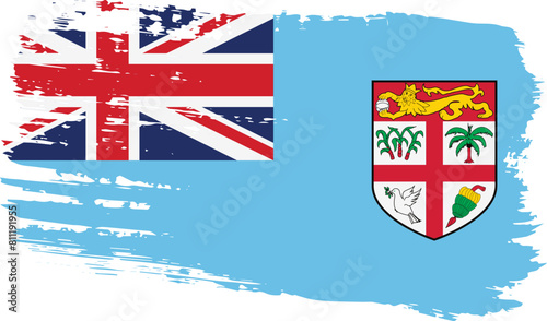 Fiji flag, wide brush stroke on transparent background vector