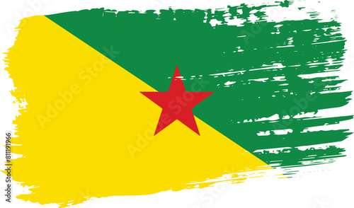 French Guiana flag, wide brush stroke on transparent background vector