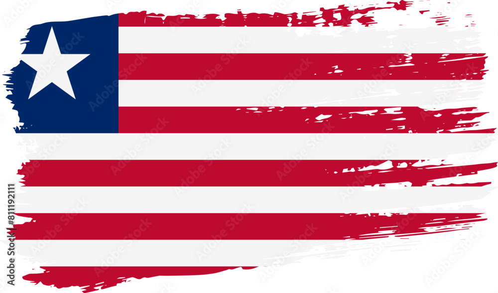 Liberia flag, wide brush stroke on transparent background vector Liberia flag, wide brush stroke on transparent background vector