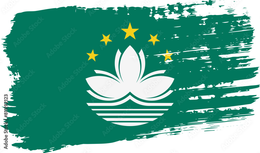Macau flag, wide brush stroke on transparent background vector Macau flag, wide brush stroke on transparent background vector