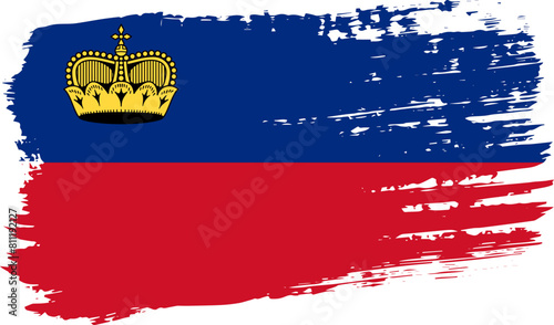 Liechtenstein flag, wide brush stroke on transparent background vector