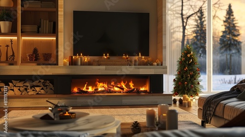 electric fireplaces, with energysaving LED technology and zone heating capabilities to provide supplemental warmth photo