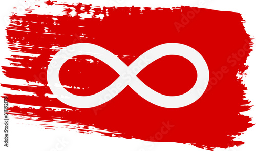 Metis red flag, wide brush stroke on transparent background vector