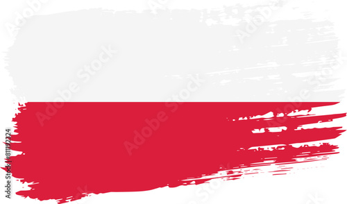 Poland flag, wide brush stroke on transparent background vector