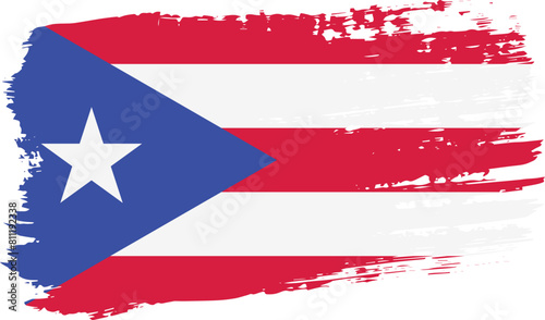 Puerto Rico flag, wide brush stroke on transparent background vector