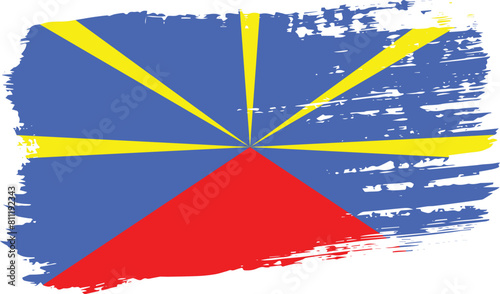 Reunion flag, wide brush stroke on transparent background vector